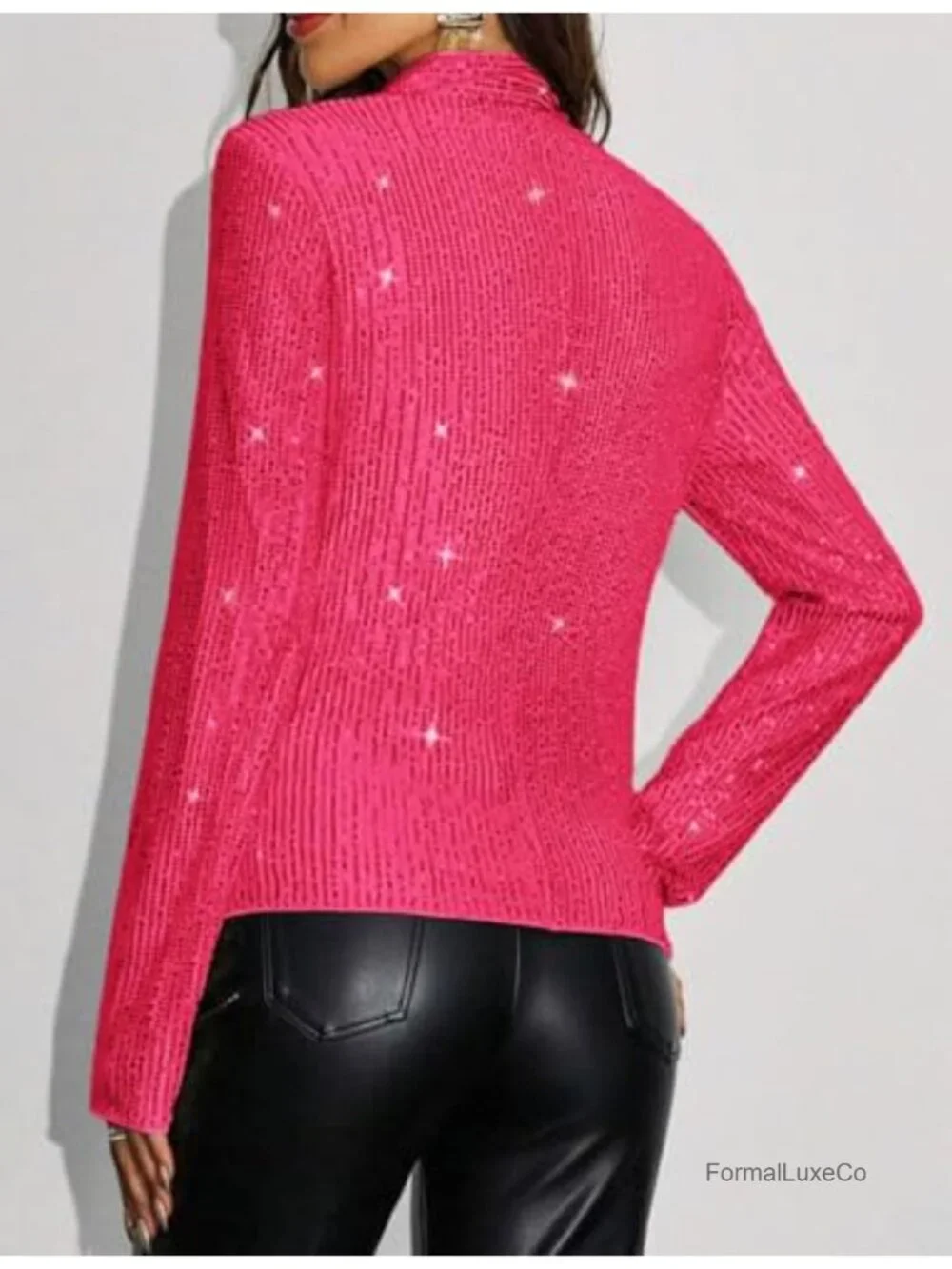 Sequin Blazer Jacket Open Front Shrug Cardigan Party Night Out